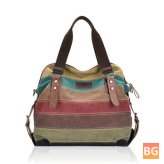 Women's Casual Stripe Canvas Backpack with Sho