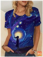 Short Sleeve T-Shirt for Women - Galaxy Print