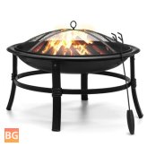 Kingso 26 inch Wood Burning Fire Pit with Spark Screen and Log Grate - Small