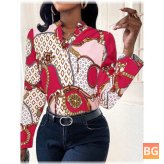 Chain Print Collared Blouse