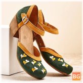 Women's Embroidery Heels with Slipper Toe