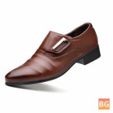 Leather Business Shoes with Hook Loop Pointed Toes