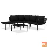 Black Cushioned Garden Lounge Set (6 Pieces)
