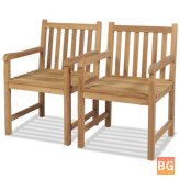 2-Piece Outdoor Chairs with Solid Teak Wood