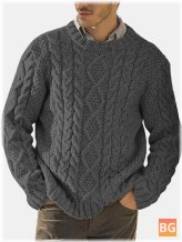 Knit Pullover Sweater with a Solid Cable Design