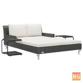 Garden Sun Bed with Cushions - Poly Rattan