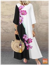Dress for Women - Contrast Color Floral Print