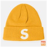 S-Letter Embroidered Hip-Hop Beanie with Warm Brimless Design