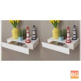 Floating Shelves with Drawers - 2 pcs White