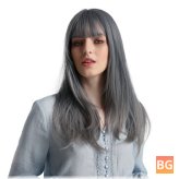Blue long hair wig for African American women - elegant flowing high temperature silk synthetic wig