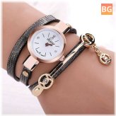 Women's Watch with Diamand PU Leather Strap