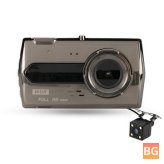 4" Dual Lens Dash Cam with HD Night Vision & Reversing Image