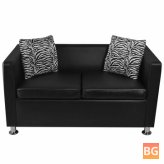Sofa for 2 People - Artificial Leather Black