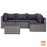 Garden Lounge Set with Cushions and Rattan Fabric