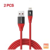 2PCS Lightning to USB Cable with BW-MF10 Pro 2.4A for iPhone Charger