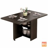 Dinaza Marble Dining Table - Folding Movable Storage Desk with Wheels