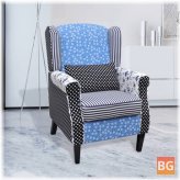 Armchair with Patchwork Fabric - Blue/Grey