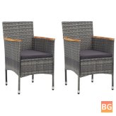 2-Piece Garden Dining Chairs with Rattan Fabric