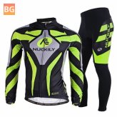 Cycling Jersey Set with Sponge Cushion and Trousers - Autumn Winter Warm Jacket Men's Long Sleeve Jersey Suit Outdoor Riding Climbing