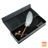White Silver Pen with Quill - Ink Included