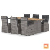 Outdoor Dining Set with Cushions - Gray