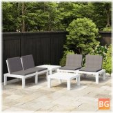 Garden Set with Cushions - Plastic White
