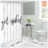 Waterproof Bathroom Curtain Set - Non-Slip Pedestal Rug Toilet Lid Cover Floor Mats