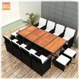 Outdoor Dining Set - Poly Rattan and Acacia Wood