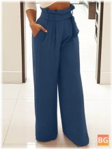 Maxi Zipper Pants with Wide Legs and Side Pockets for Women