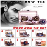 Wedding Men's Tie Set - Wooden Bowtie Box with Cufflink