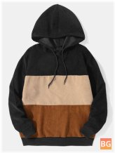 Hooded Sweatshirt with Men's Patchwork Fabric Pattern