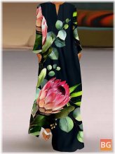Floral Retro V-Neck Dress