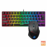 HXSJ Gaming Keyboard and Mouse Combo - USB Wired, RGB, 61 Keys, 7200DPI