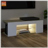 TV Cabinet with LED Lights - White and Oak 35.4