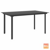 Dining Table with Black Glass and Steel Frame