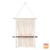 Bohemian Tapestry Wood Shelf with Hanger for Macrame