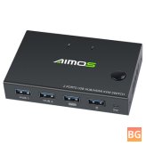 AIMOS 4K KVM Switch Box - Video Switch for 2 PCs - Share Switcher - Keyboard Mouse - Printer - Plug and Play
