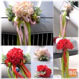 Wedding Car Mirror Arranged with Artificial Flowers