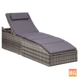 Sunbed with Cushion and Rattan Gray