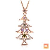 Zircon Christmas Tree Necklace with Colorful Stones