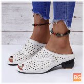 Women's Hollow Out Low Heel Casual Sandals