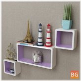 Wall shelves for books/DVD - 3 pcs white-purple