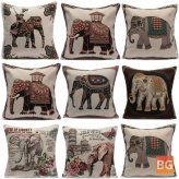 Home Sofa Cushion Cover with Elephant Pattern