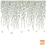 Wall Art - Green Branches And Butterfly Pattern