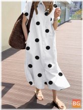 Short Sleeve Shirt Dress with Polka Dot Pattern