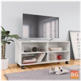 TV Cabinet with Castors - High Gloss White