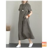 Women's Casual Button Down Dress with Pockets
