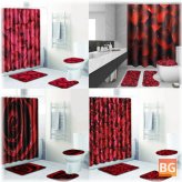 Bathroom Shower Curtain Set with Hooks and Toilet Seat Cover