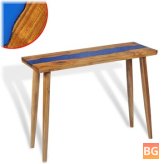 Teak and resin wall table (100x35x75 cm)