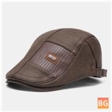 Hat with Faux Leather Stripe Pattern - Solid Color